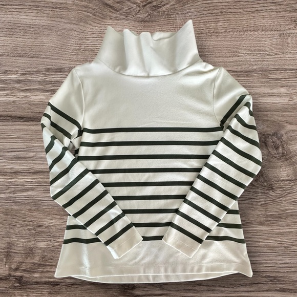 Dudley Stephens Sweaters - Dudley Stephens Greenpoint Turtleneck Cream Army Green Stripe Terry Fleece Small